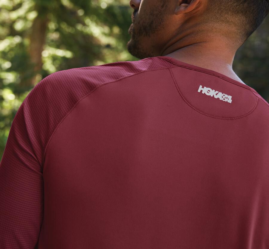 Hoka Australia One One Performance Long Sleeve - Mens Tops Brown - NPQDI-5890